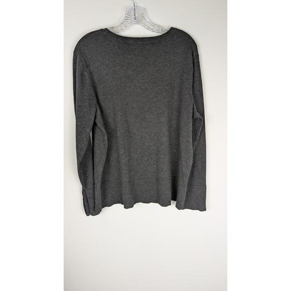 Investments Gray Sweater sz 1x closet staple Bust43"C back24" button sleeves24" - Picture 8 of 8